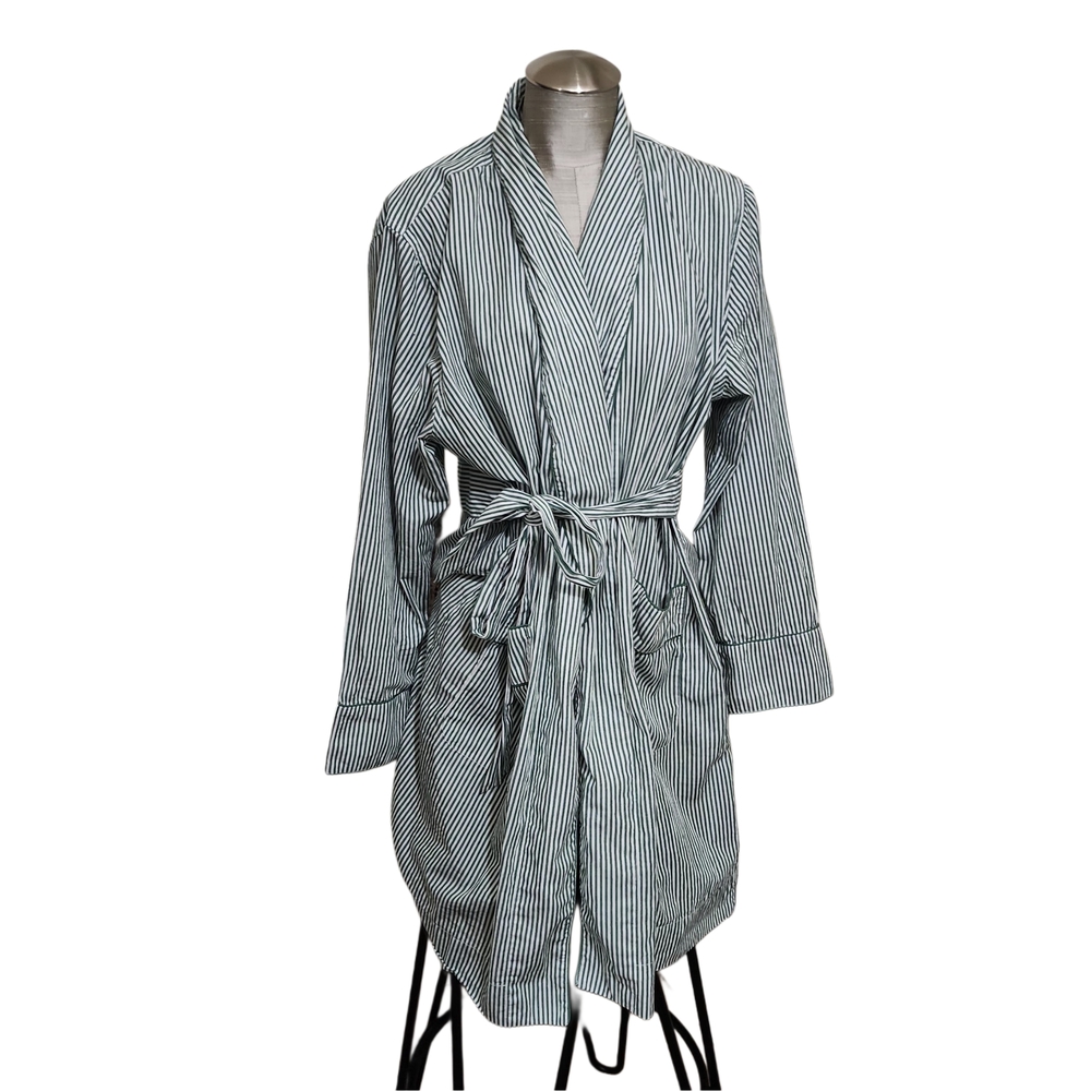 LAKE Chic Green And White Striped Women's Robe